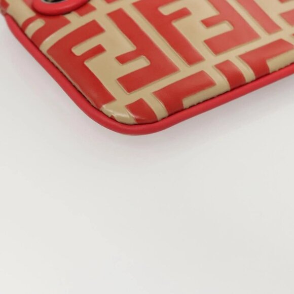 FENDI Zucca Canvas Triplet Pouch Black Brown Red Auth ac3770 - Picture 5 of 16